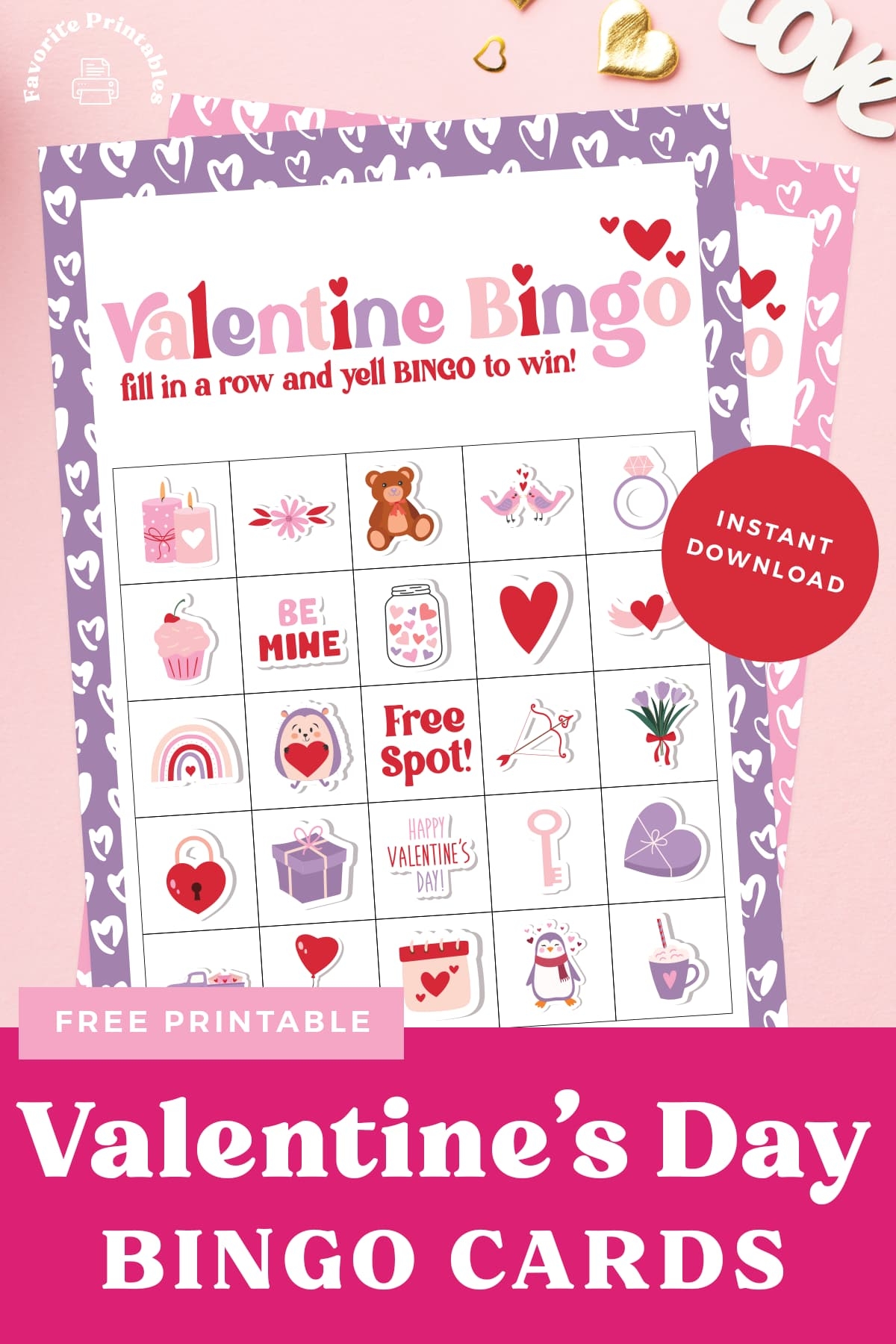 Valentines Bingo Cards FREE Printable Set Of 24 Cards Favorite 
