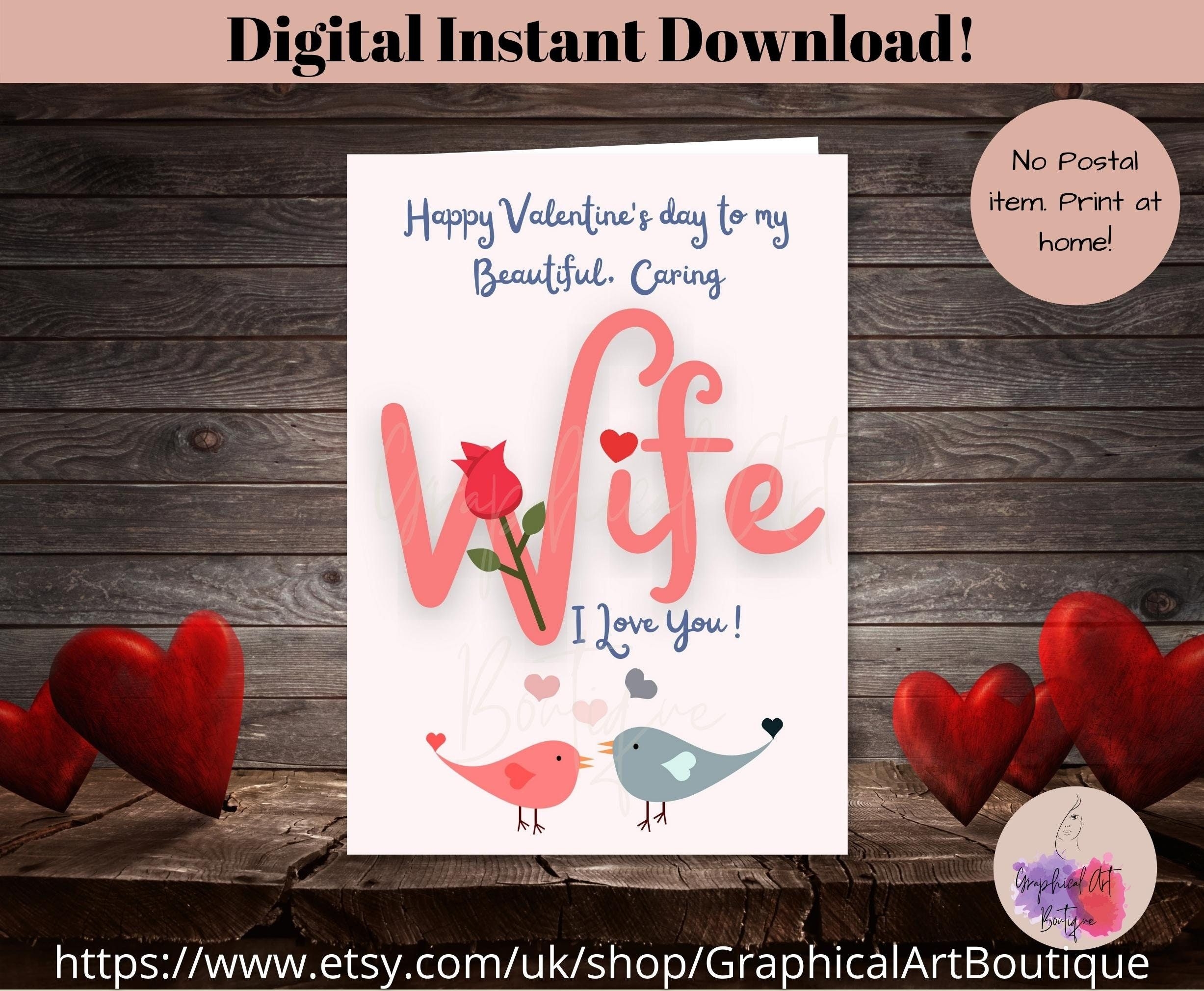 Valentines Day Card For Wife Printable Valentine 39 s Day Card For Wife 