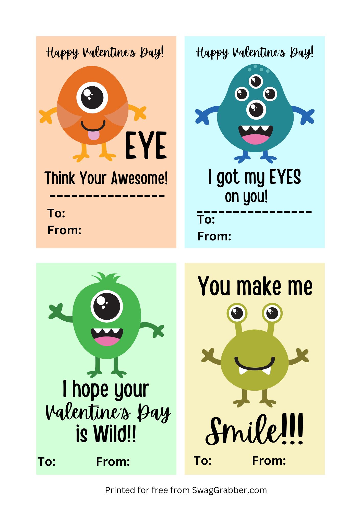 printable valentines day cards for students