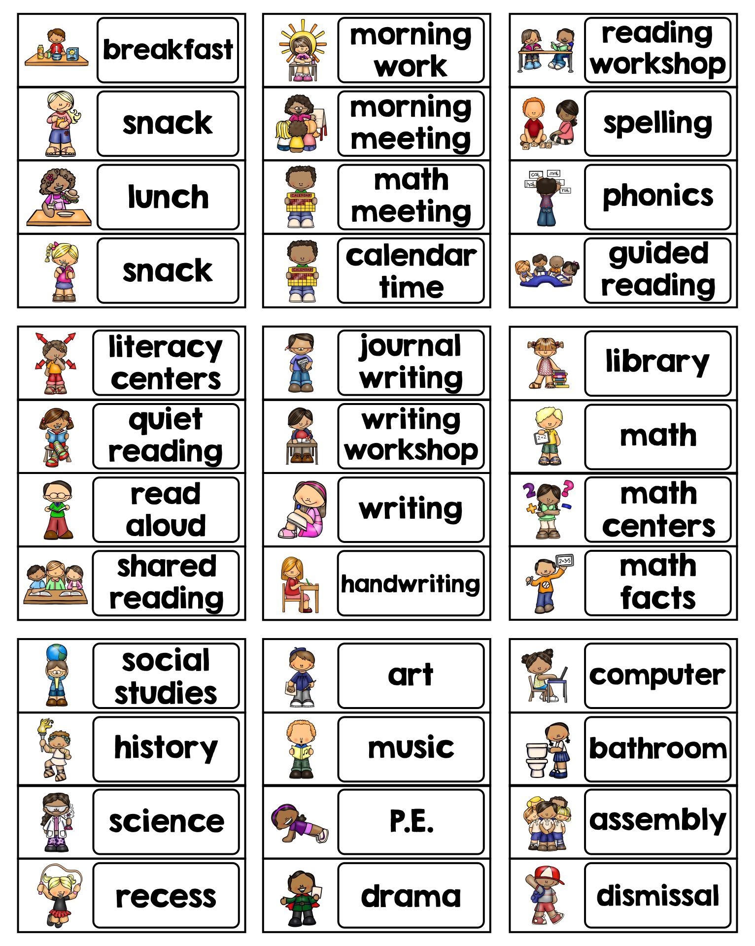Visual Schedule 20 Free PDF Printables Printablee Preschool 