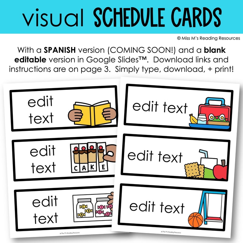 Visual Schedule Cards EDITABLE Classroom Management Daily Schedule 