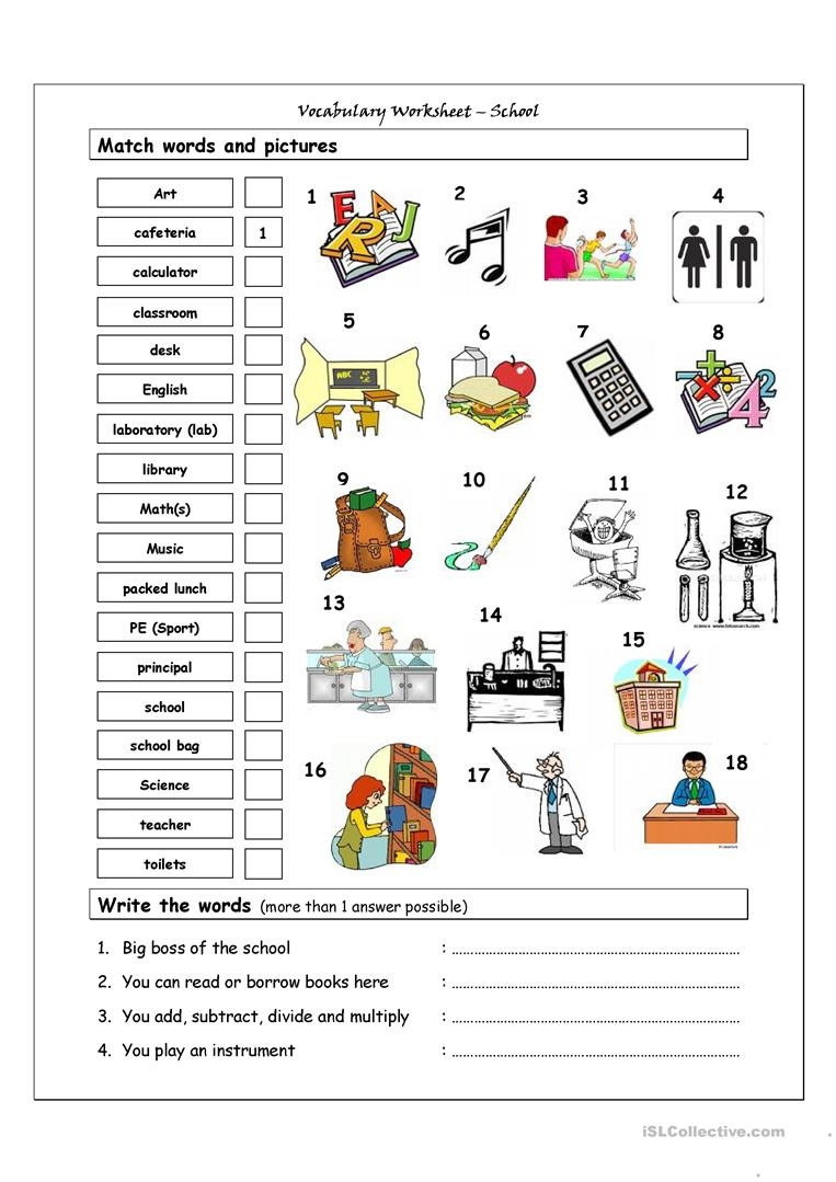 esl vocabulary worksheets