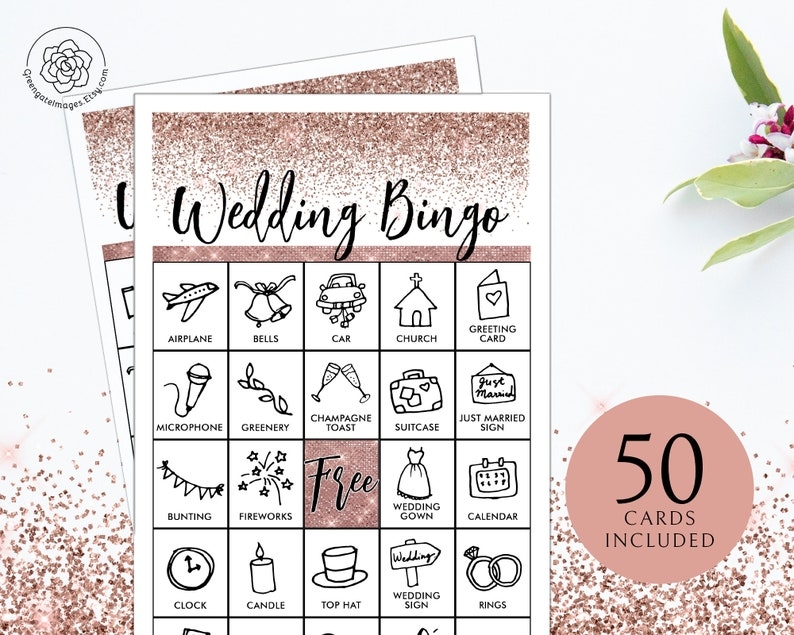 Wedding Bingo Cards Printable Bingo Cards 50 Cards Bridal Etsy