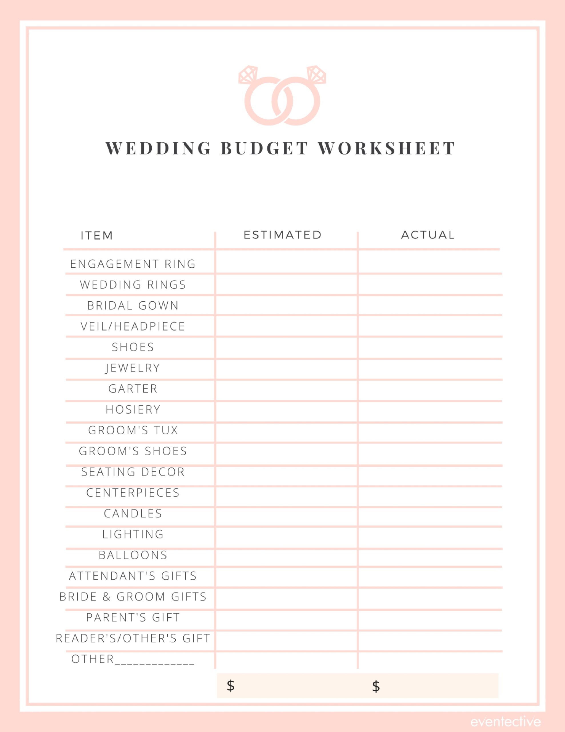 printable wedding budget worksheet