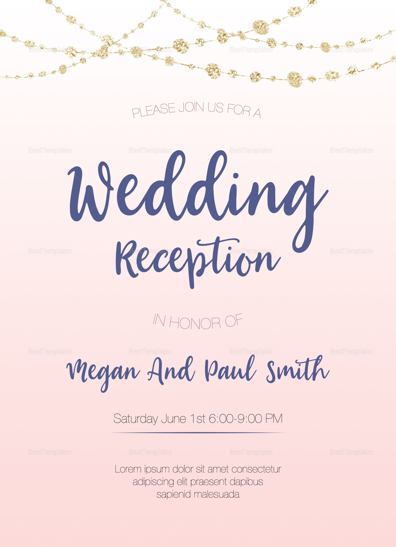 free post wedding reception invitation templates