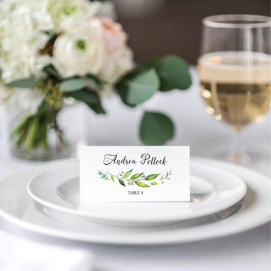 Wedding Tented Place Cards Green Wedding Name Cards Printable Greenery 