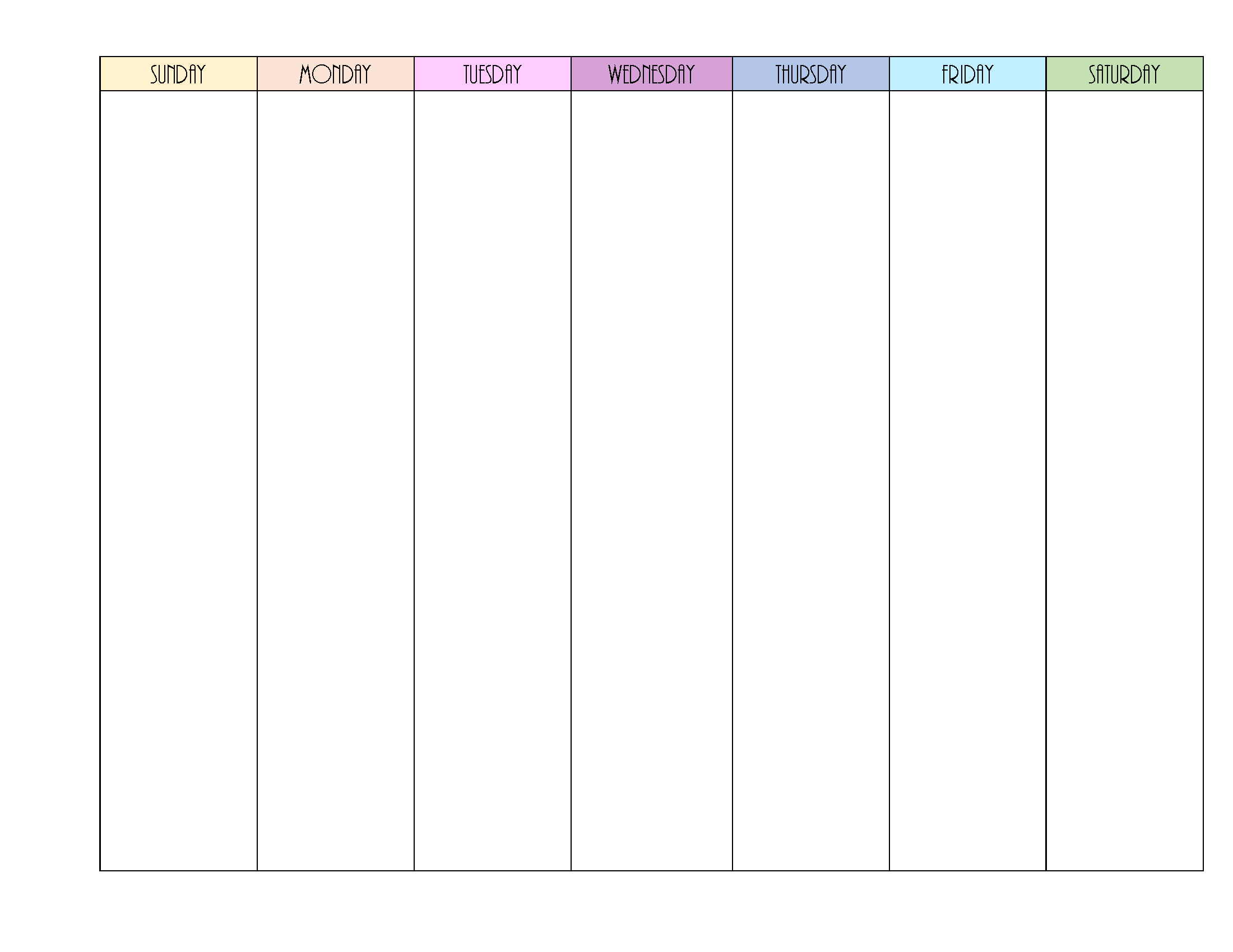 Weekly Blank Calendar Printable