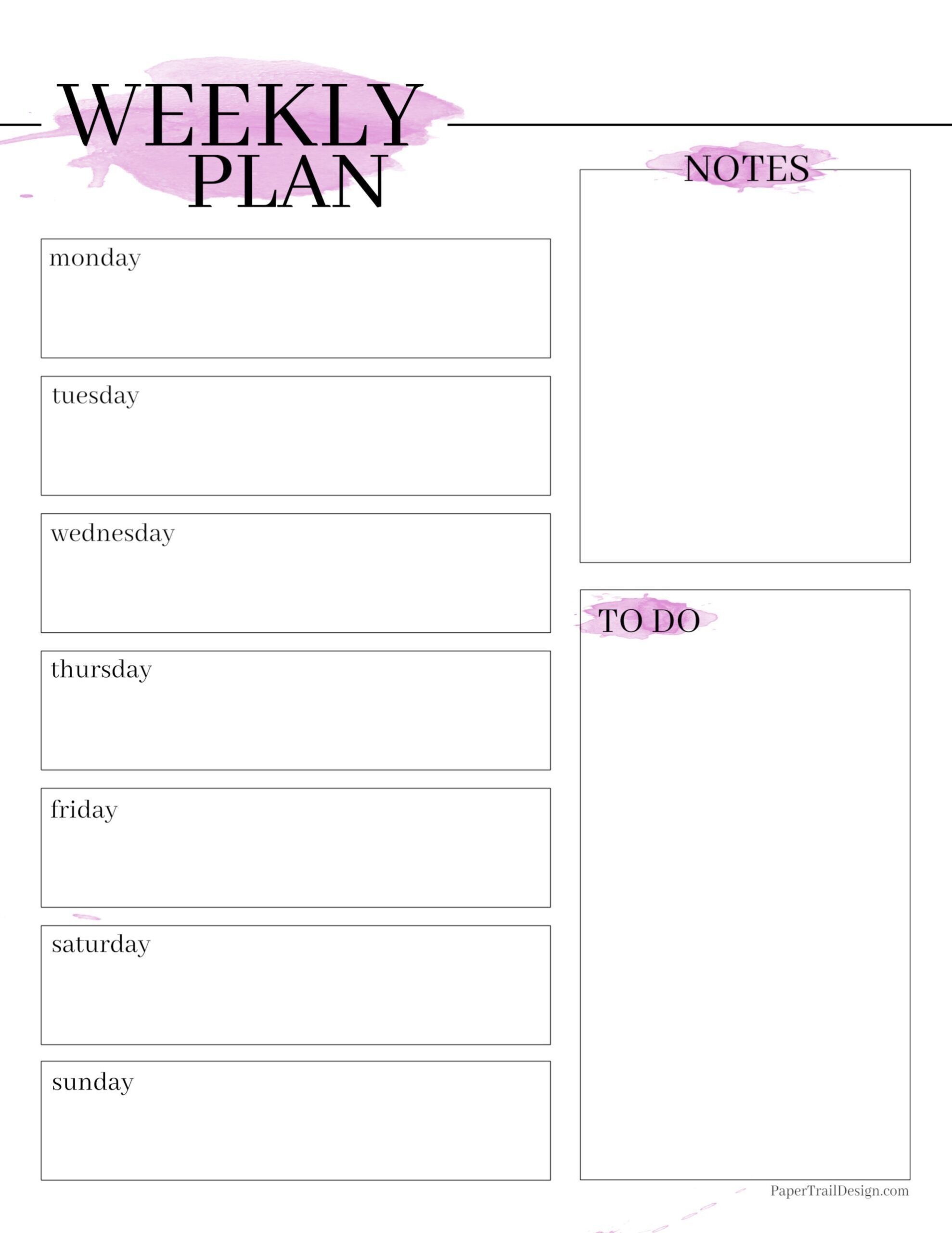 free weekly planner template printable