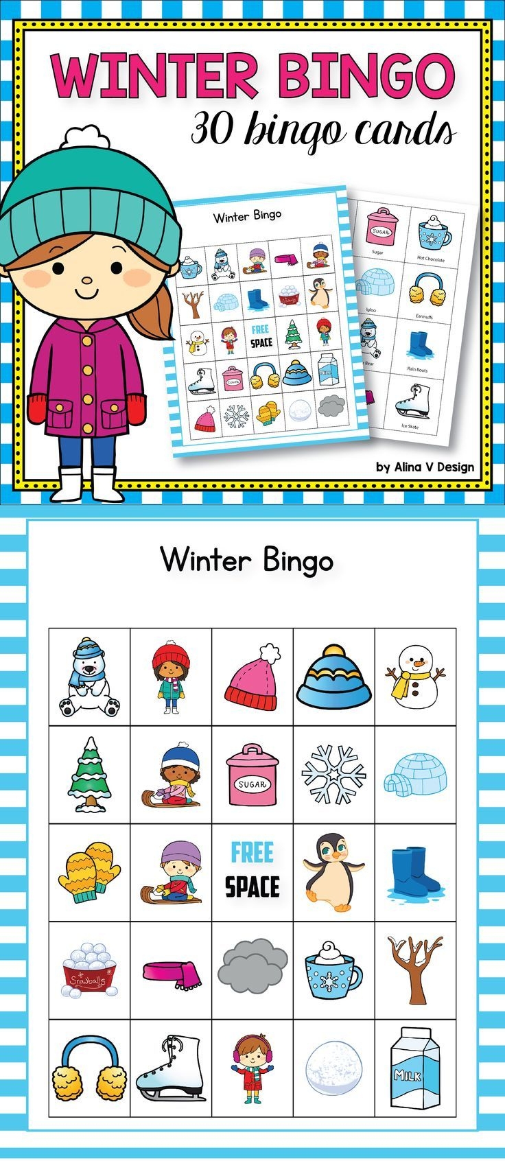 Winter Bingo Game Winter Activities For Kindergarten Printable 