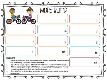 Word Bump Game Board Spelling By Miss Nenke Teachers Pay Teachers