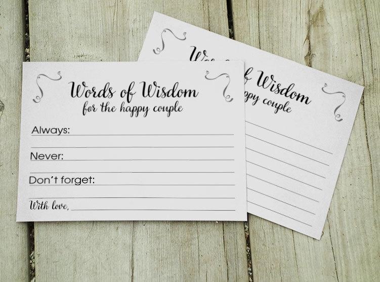 printable words of wisdom cards for bridal shower