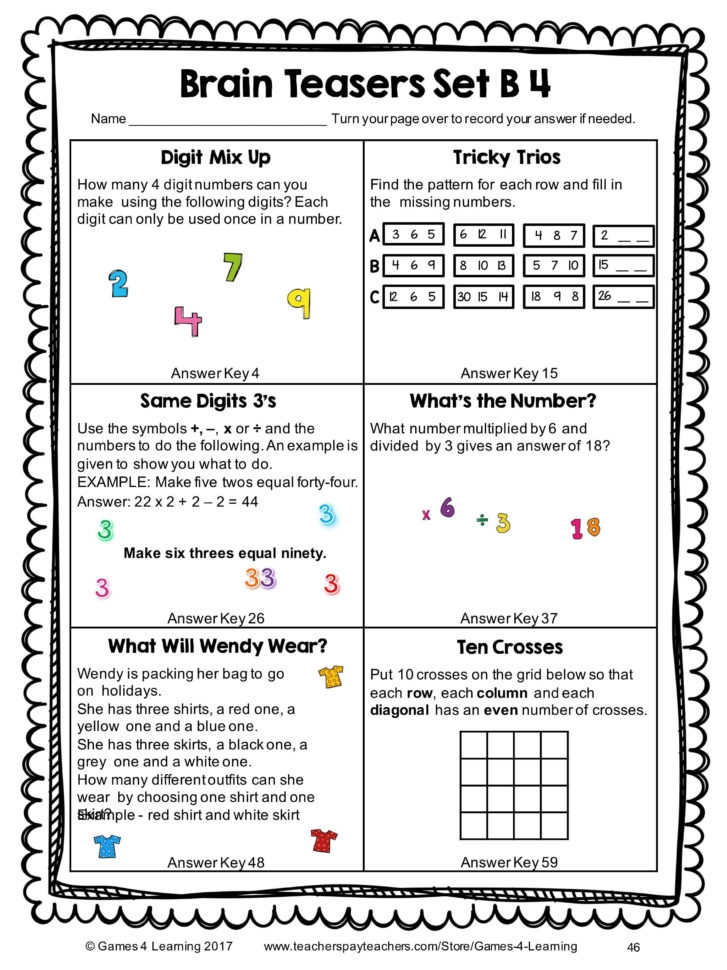 mind puzzle worksheets
