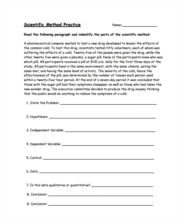 scientific method worksheet pdf
