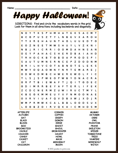 Worksheets Halloween Word Search Word Search Puzzle For Kids With Cute