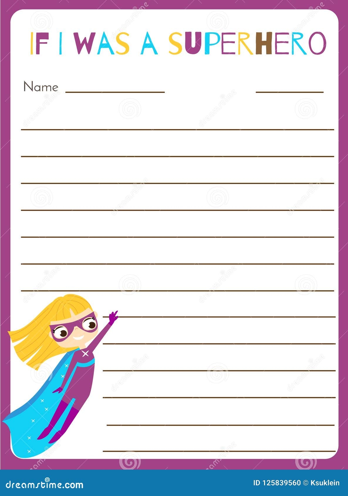 Writing Prompt For Kids Blank Educational Children Page Stock Vector 