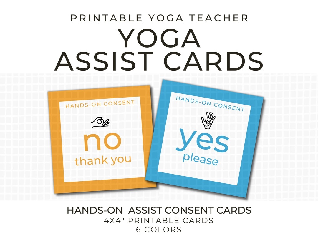 Yoga Consent Cards Printable Yoga Cards For Hands on Yoga Assist Cards