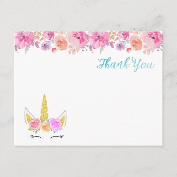 printable unicorn thank you cards
