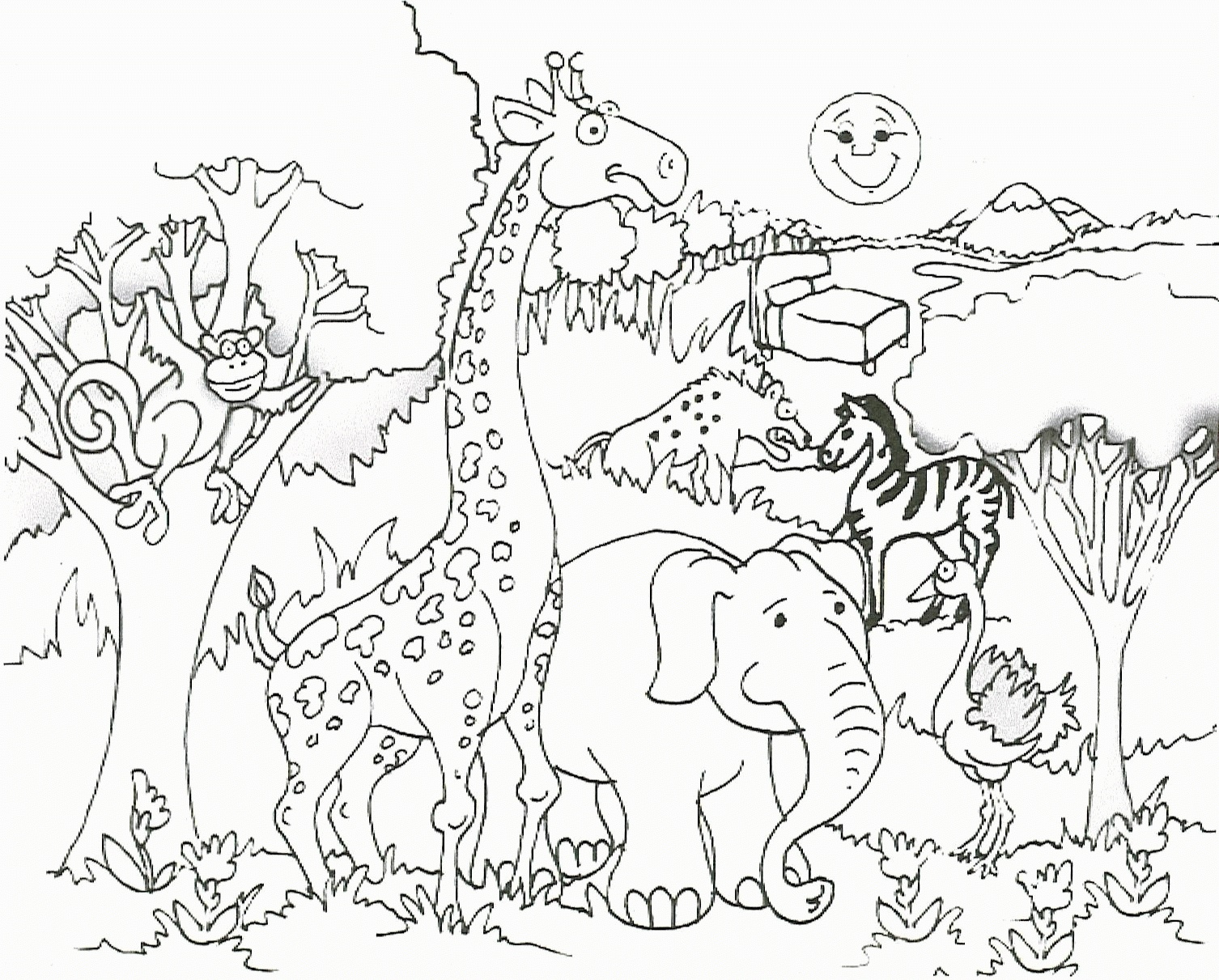 Zoo Scene Coloring Pages Coloring Home