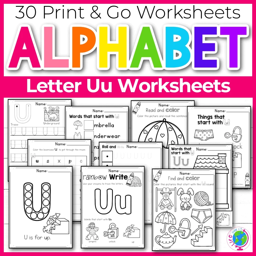 30 Free Printable Letter U Alphabet Worksheets For Kids