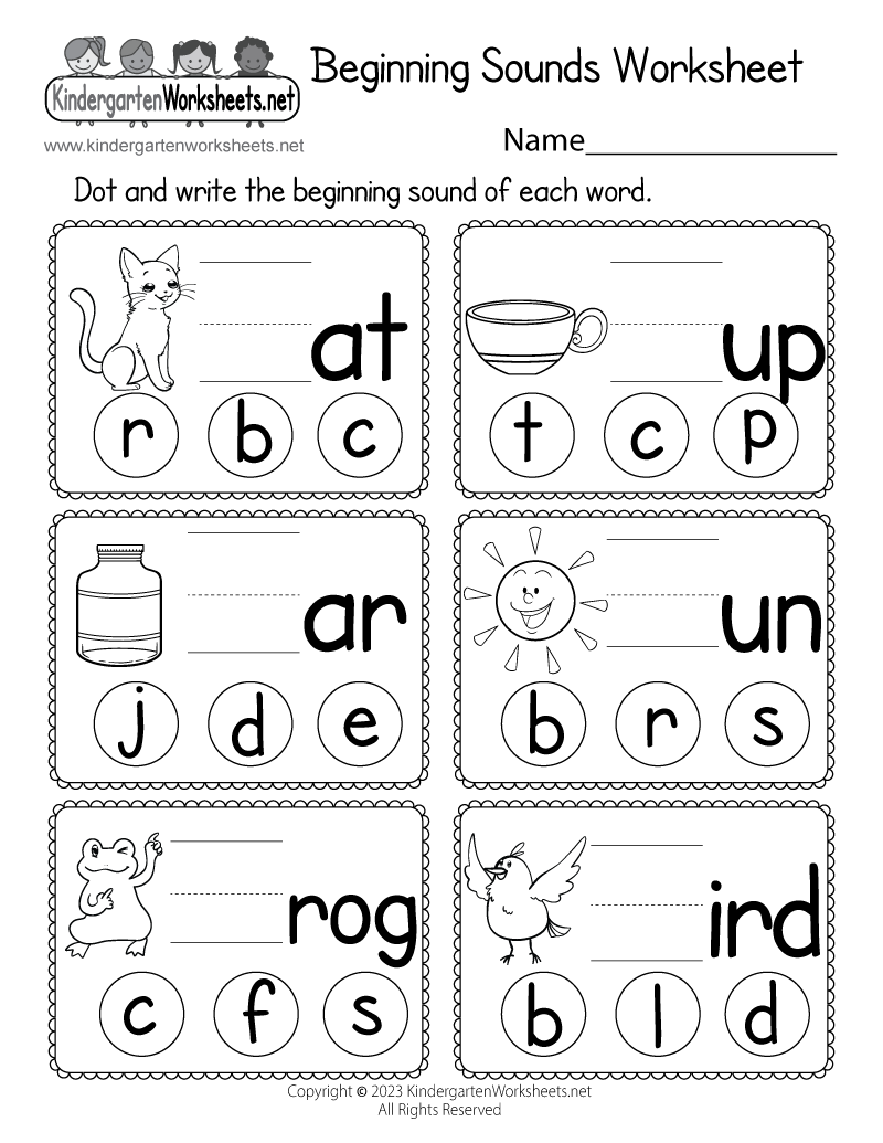 Beginning Sounds Worksheet Free Printable PDF
