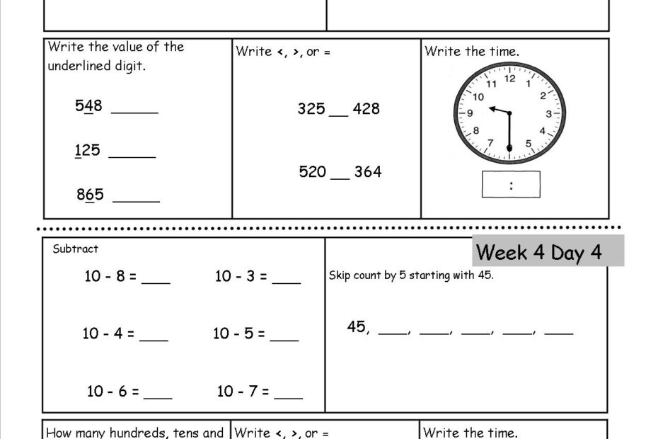 Free 2nd Grade Daily Math Worksheets
