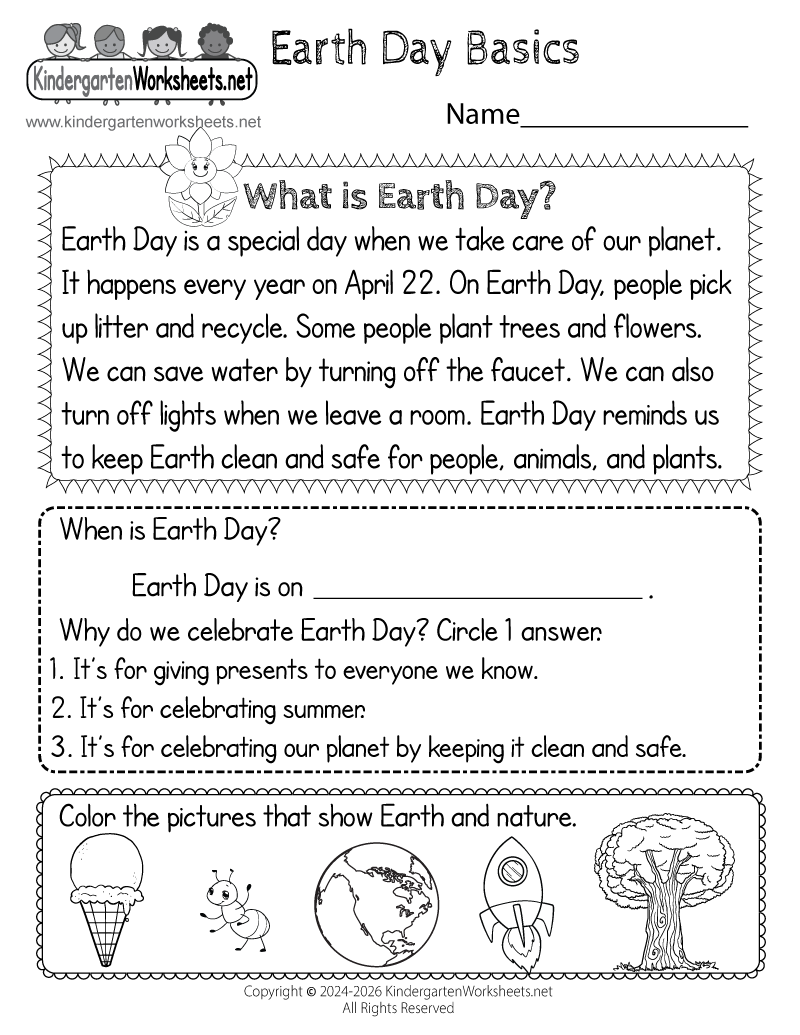 Free Printable Earth Day Worksheet Free Printable Earth Day Worksheet