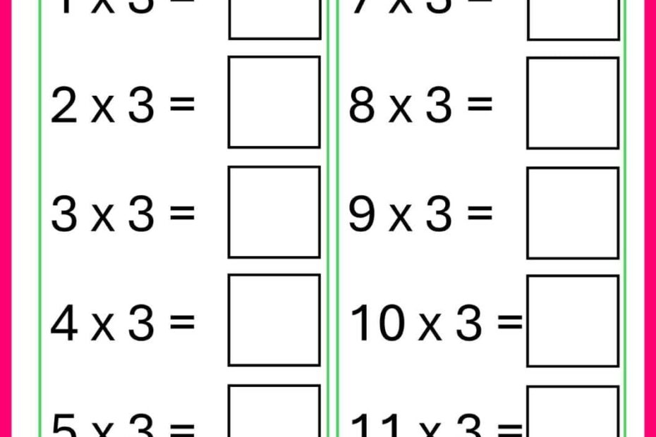 Free Three Times Tables Worksheets 8 Versions Teach Prints
