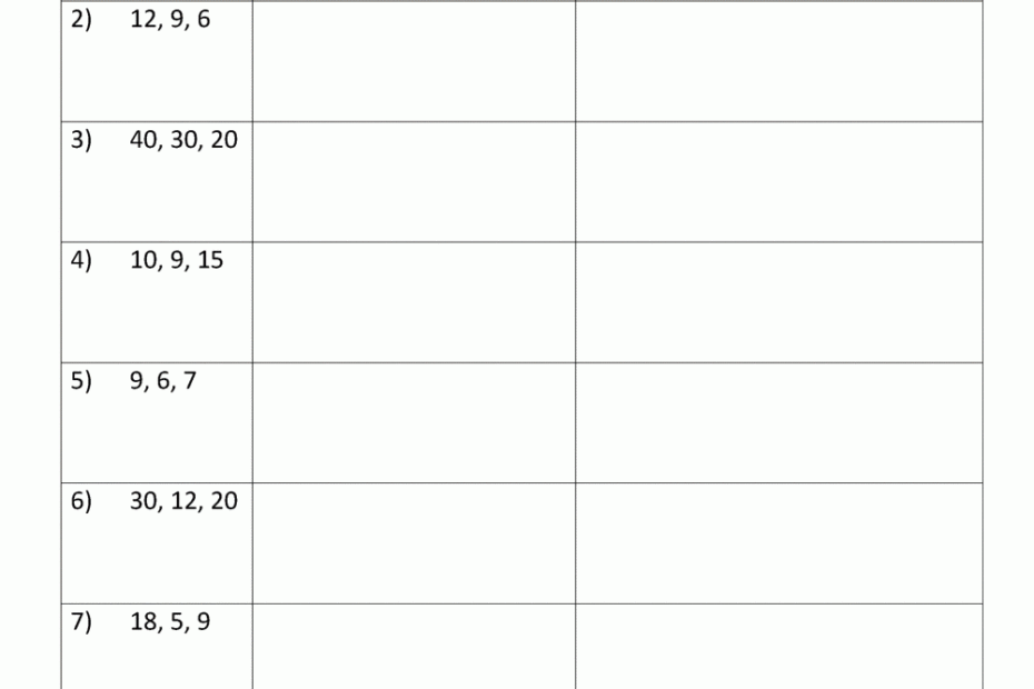 Least Common Multiple Worksheets Page