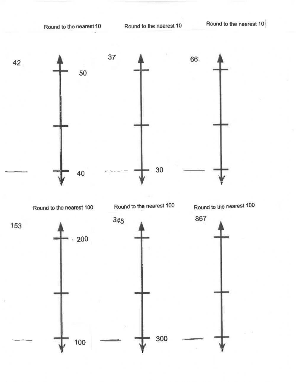 rounding numbers on a number line worksheets