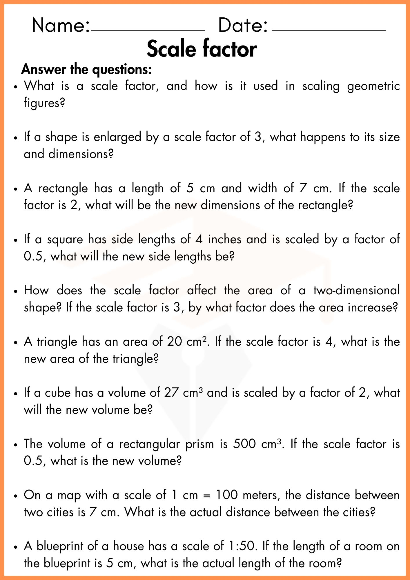 Scale Factor Worksheet