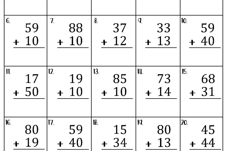 Two Digit Addition Without Regrouping Worksheets Etsy Norway